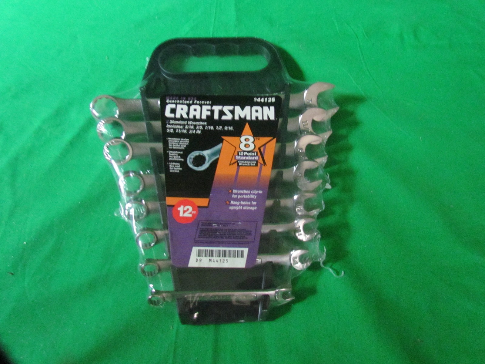 CRAFTSMAN #944125 8 PC 12 PT SAE 5/16″-3/4″ COMBO WRENCH SET W/RACK New Sealed