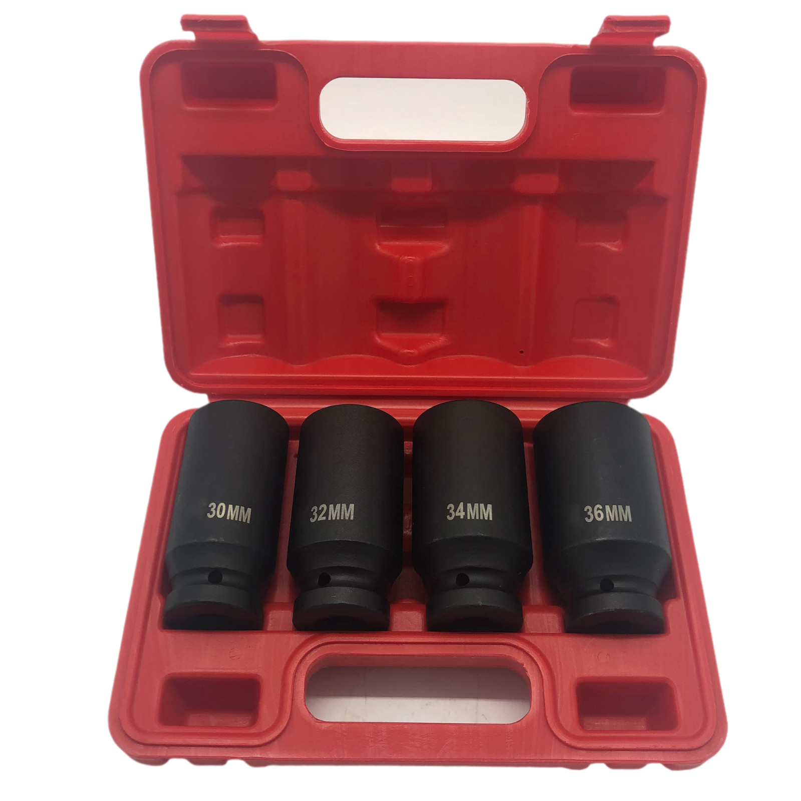 4pc 1/2″dr 12pt Metric SPINDLE/AXLE NUT DEEP IMPACT SOCKET SET CrMo Blk PO4