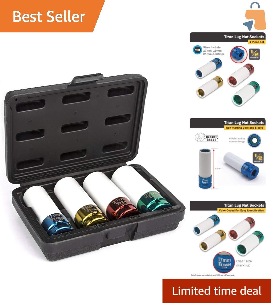 4-Piece 1/2-Inch Drive Non-Marring Impact Deep Socket Set – Strength & Precision