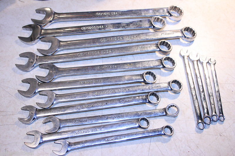 Snap-On tools Standard & SHORT Length Metric Wrench Set 21-8MM 15pcs
