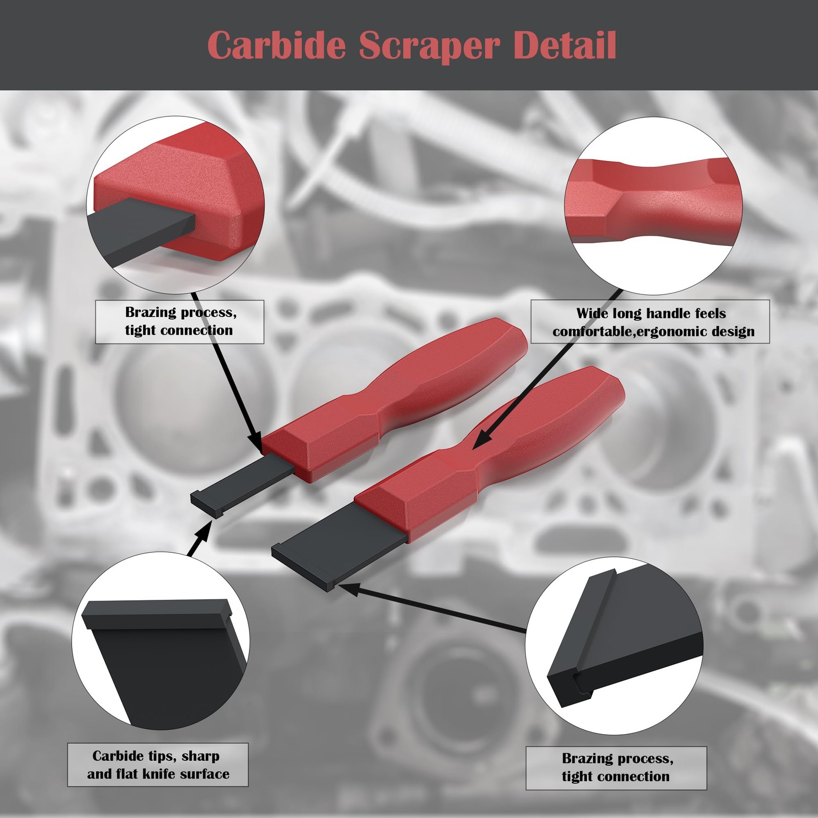 OUXIO Carbide Scraper, Super 1-1/4 inch and 5/8 inch,