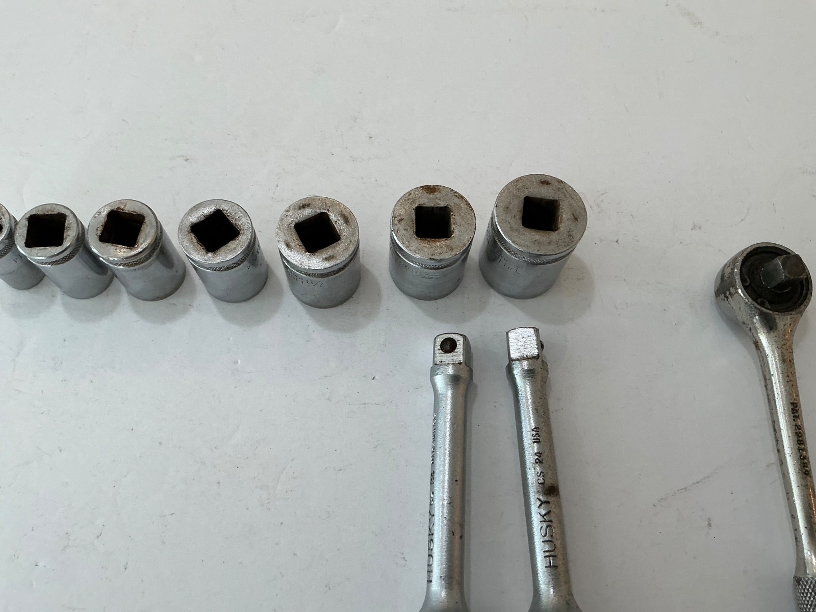 Vtg Asst Husky sockets, extensions & ratchet 10 pc USA made all for $25