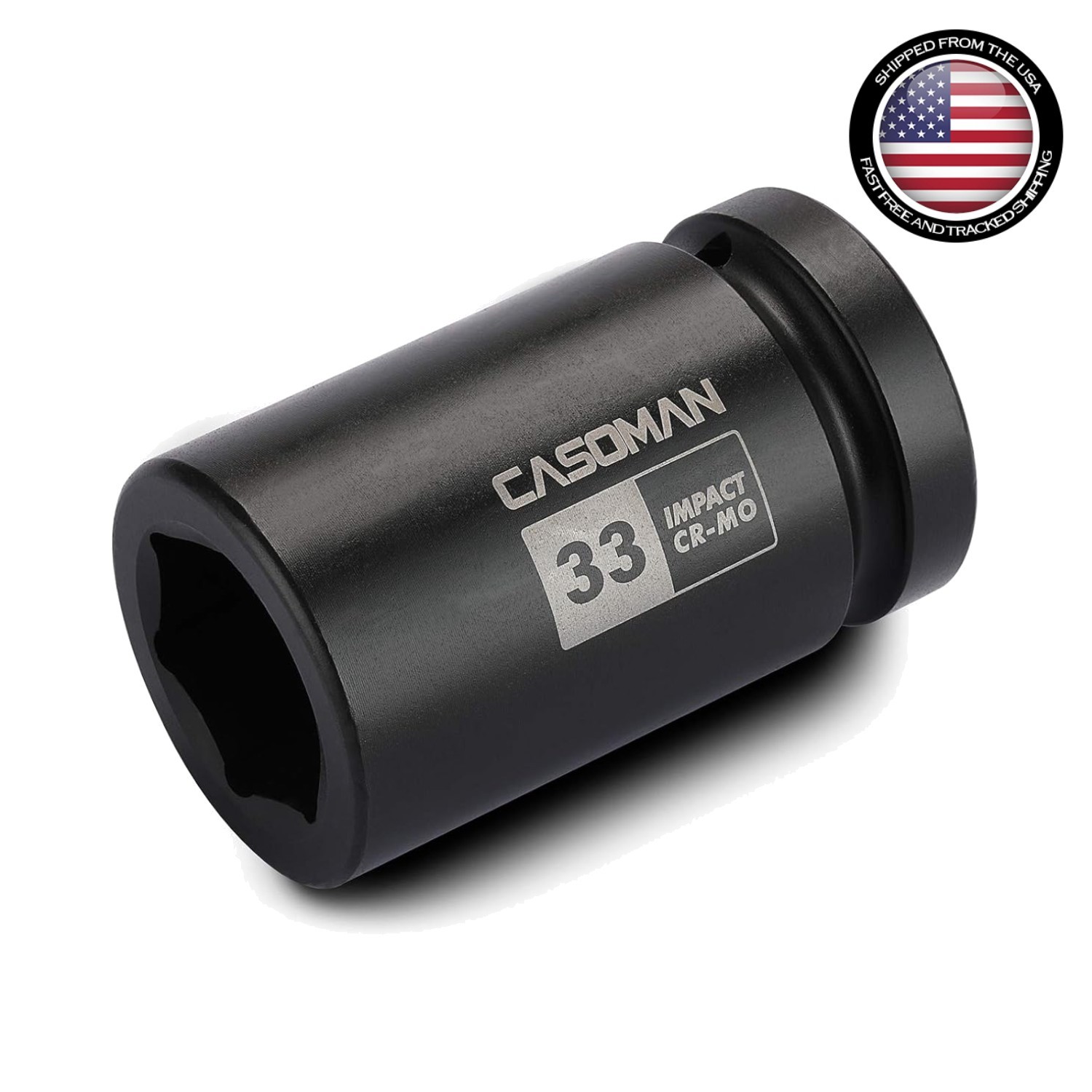 33mm Deep Impact Socket, 1 Inch Drive, Chrome Molybdenum Steel, Manganese Finish