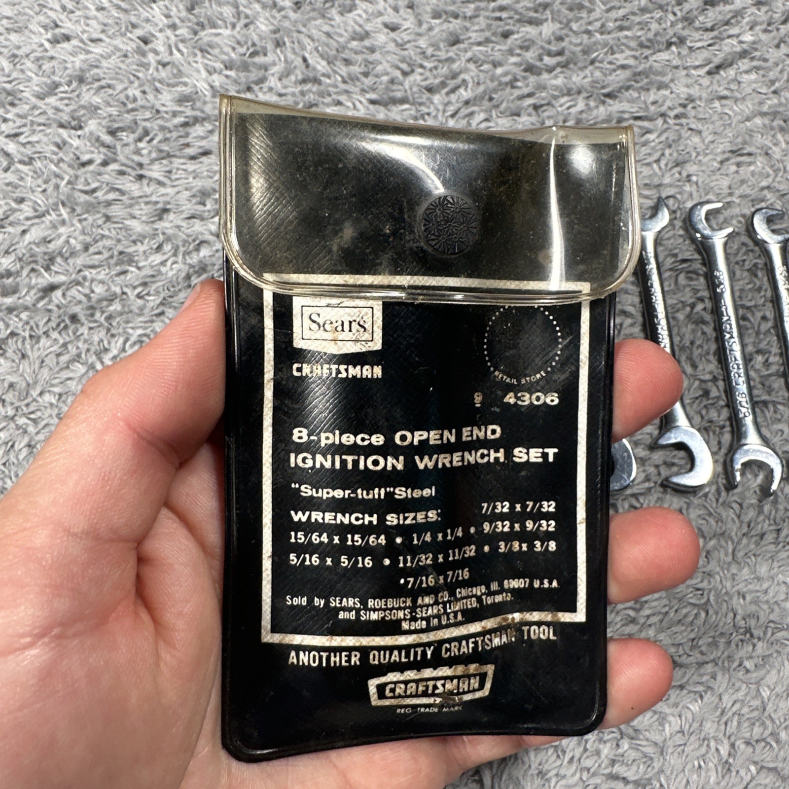 Vintage Sears Craftsman 8 Piece Open End Ignition Wrench Set 9 4306