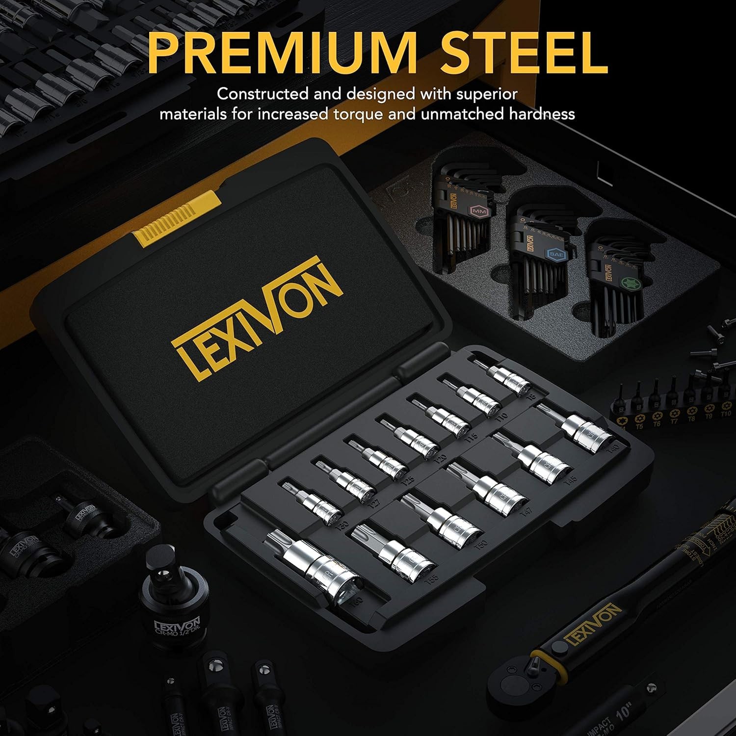 13-Piece Torx Bit Socket Set, S2 Alloy Steel, Chrome Finish