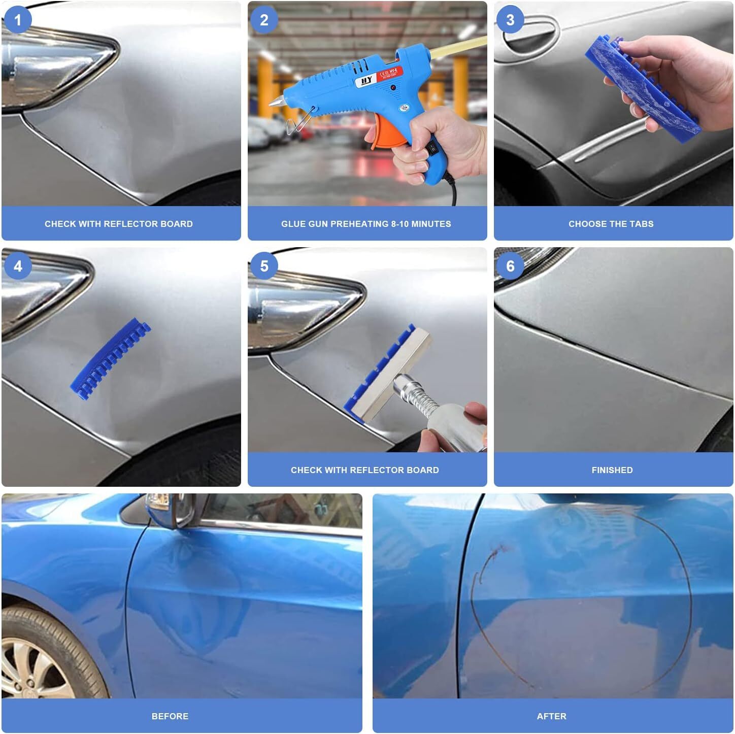 PDR Car Body Dent Puller Bridge Lifter LED Paintless Hail Remover Repair Kit