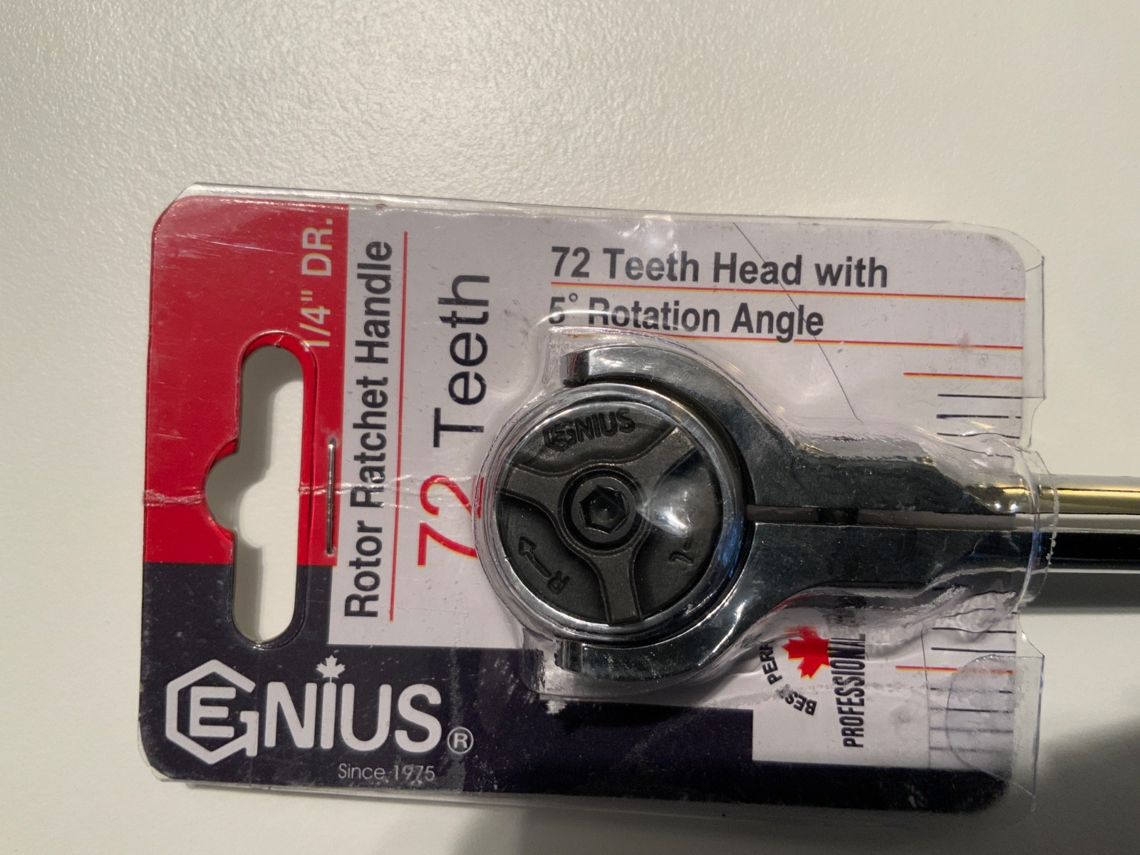 Genius Tools 1/4″ dr Long Handle Rotor Head Ratchet w/Ergo Grip #281802P