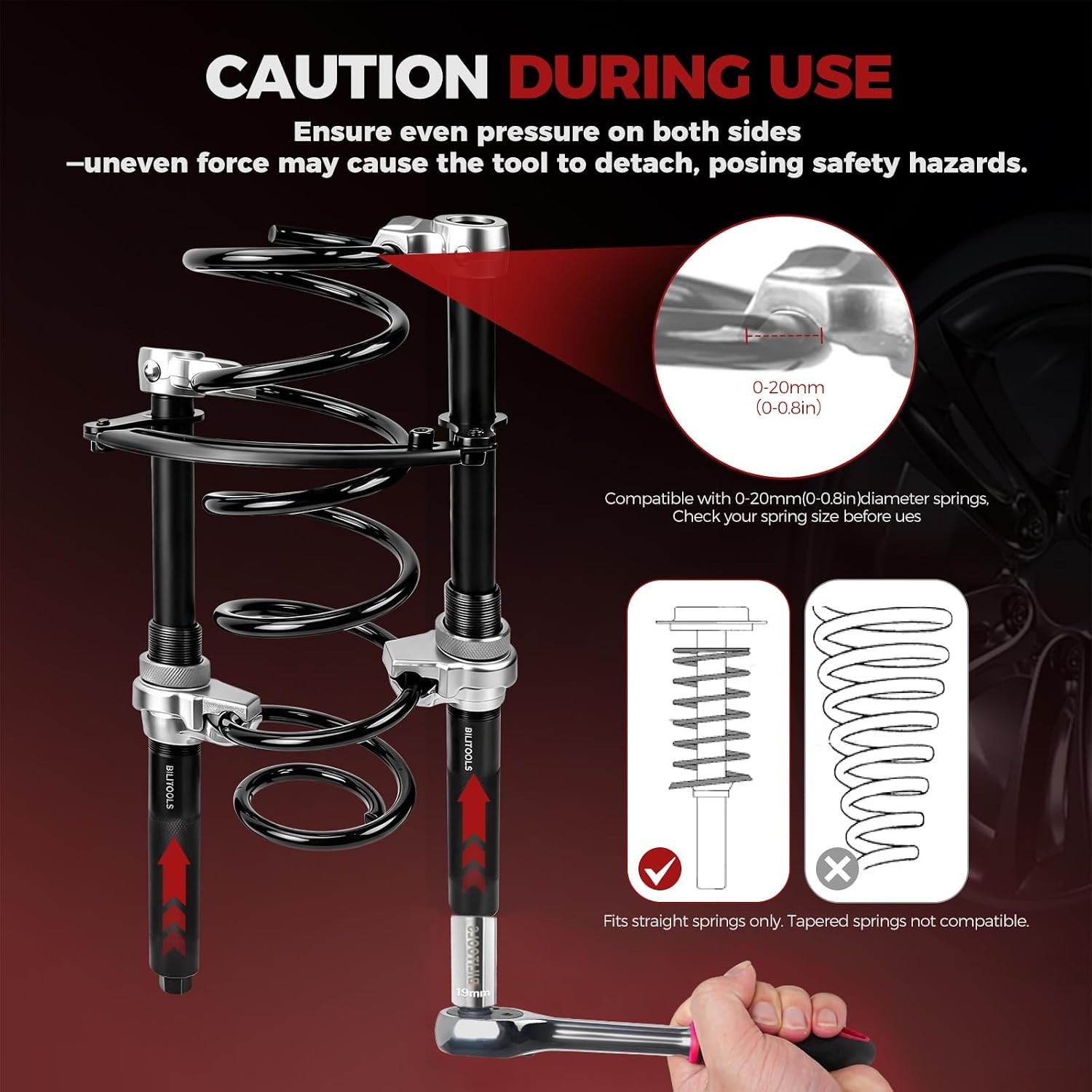 Professional 2-Piece Spring Compression Tool Set with Safety Jaws – 2645 LB Load