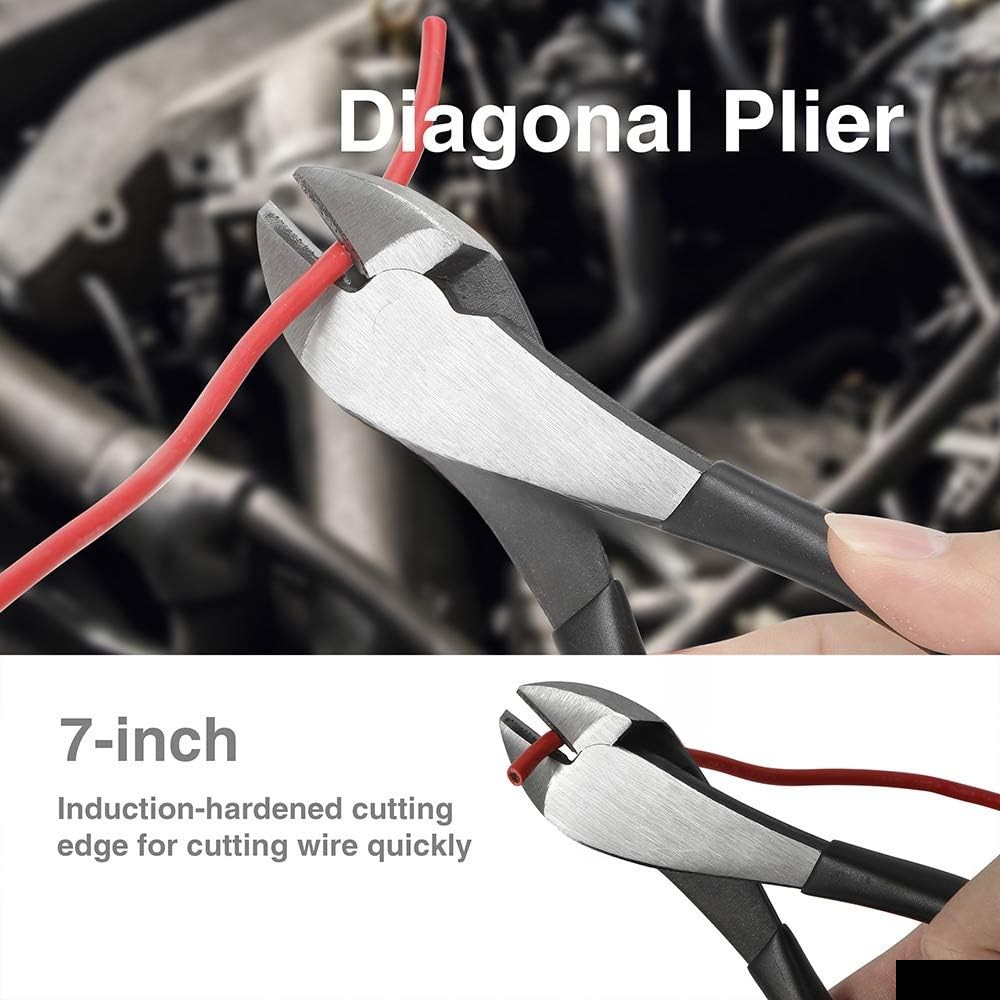 Pliers Set, Hand Tools for Precision, Set of 4, Black and Silver