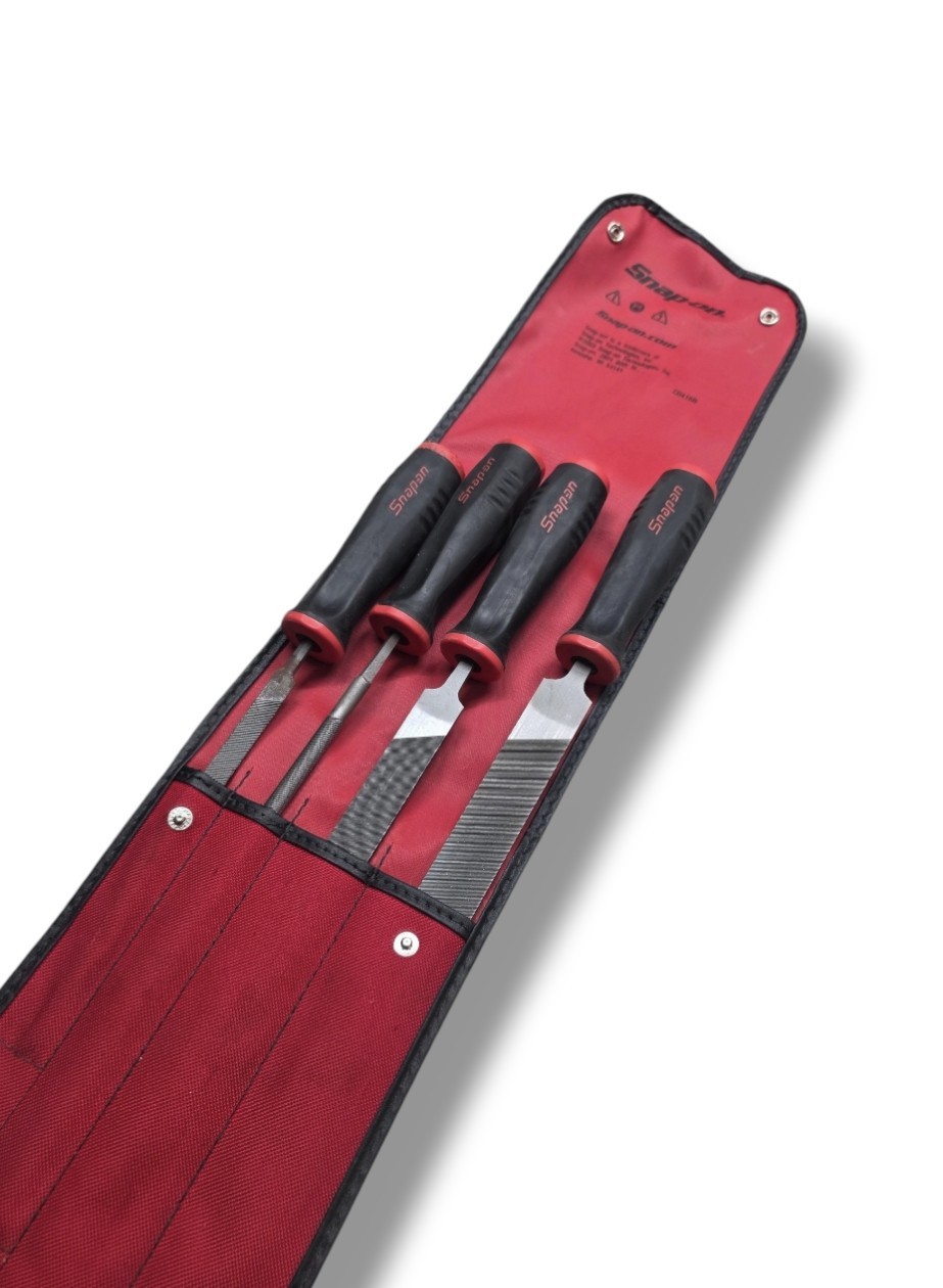 Snap-on 4 Piece Hand File Set in Roll Pouch – Made in Portugal – Pre-Owned