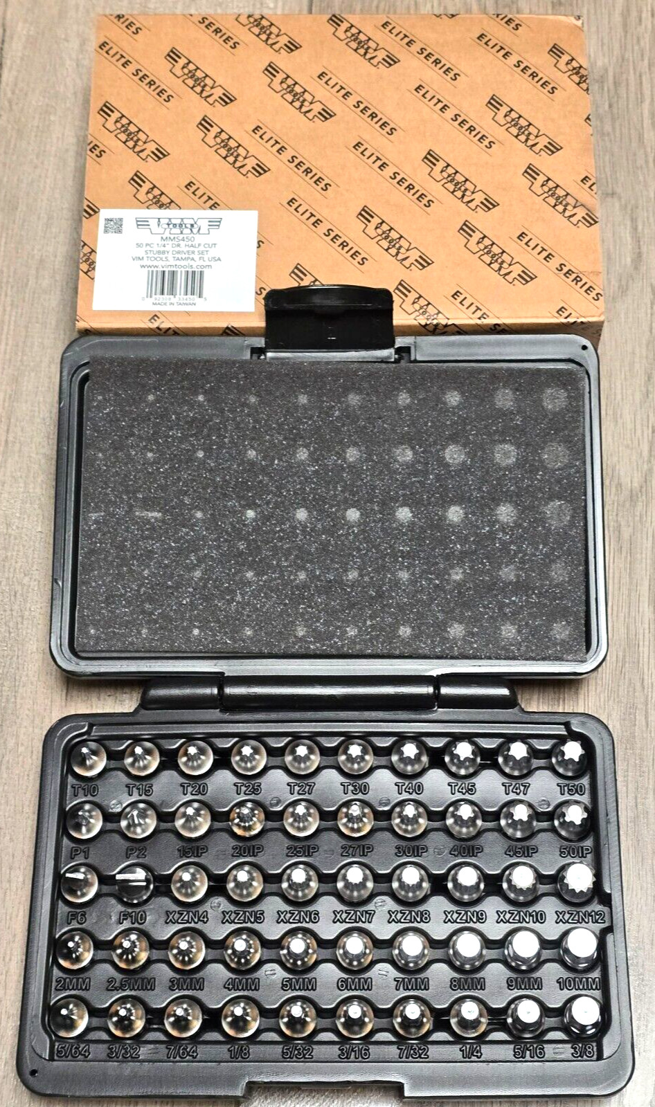 VIM 50pc 1/4 dr Master Half Cut/ Stubby Low Profile Bit Driver Socket Set MMS450