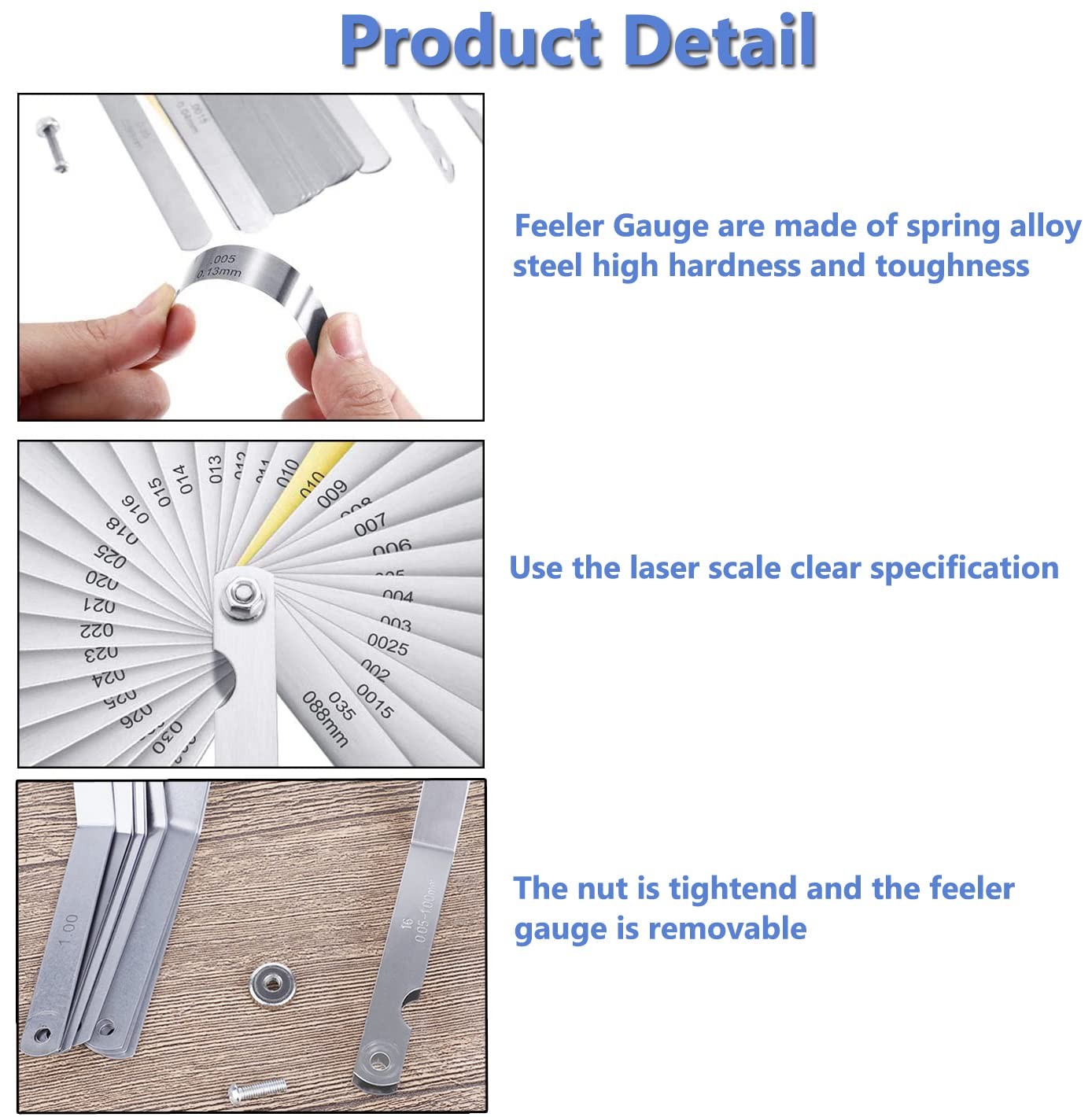 ENASGLOO 2 Pack Feeler Gauge 32 Blades Under 3 Inches, Silver
