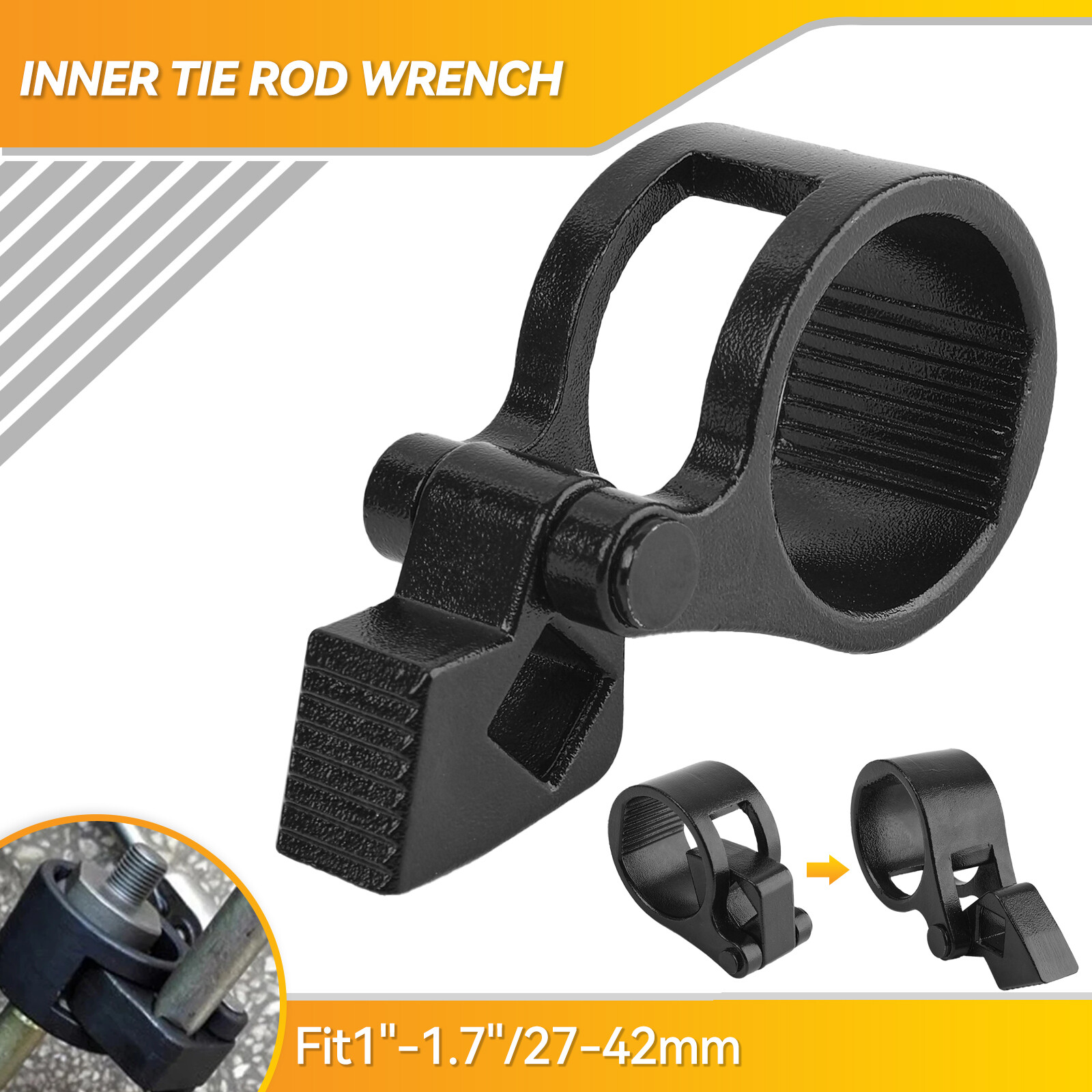 Inner Tie Rod Wrench 27-42mm Steering Track Removal Garage Tool Black Universal;