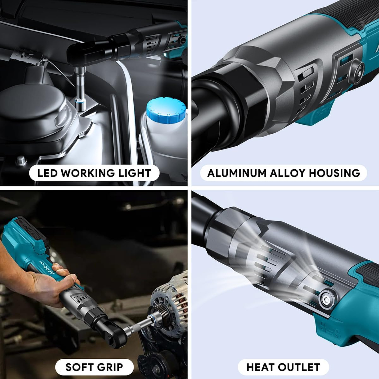 3/8″ Cordless Ratchet Wrench for Makita 18V Battery, Brushless Motor | 74Ft-Lbs