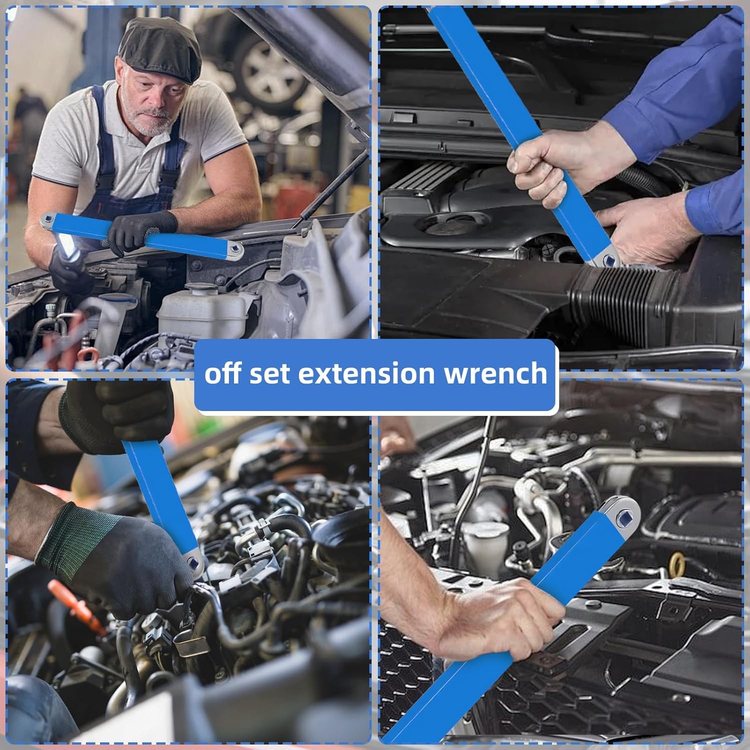 Offset Extension Wrench Set Ratchet Spanner Wrench Tool with Extender Adapter US