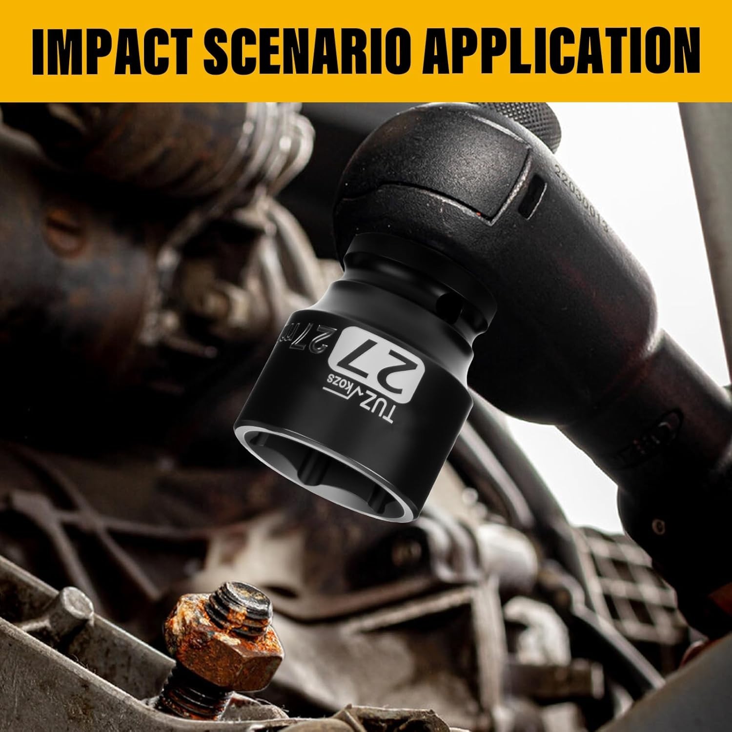 Durable 1/2 Inch Drive 27mm Shallow Impact Socket – Corrosion-Resistant Design