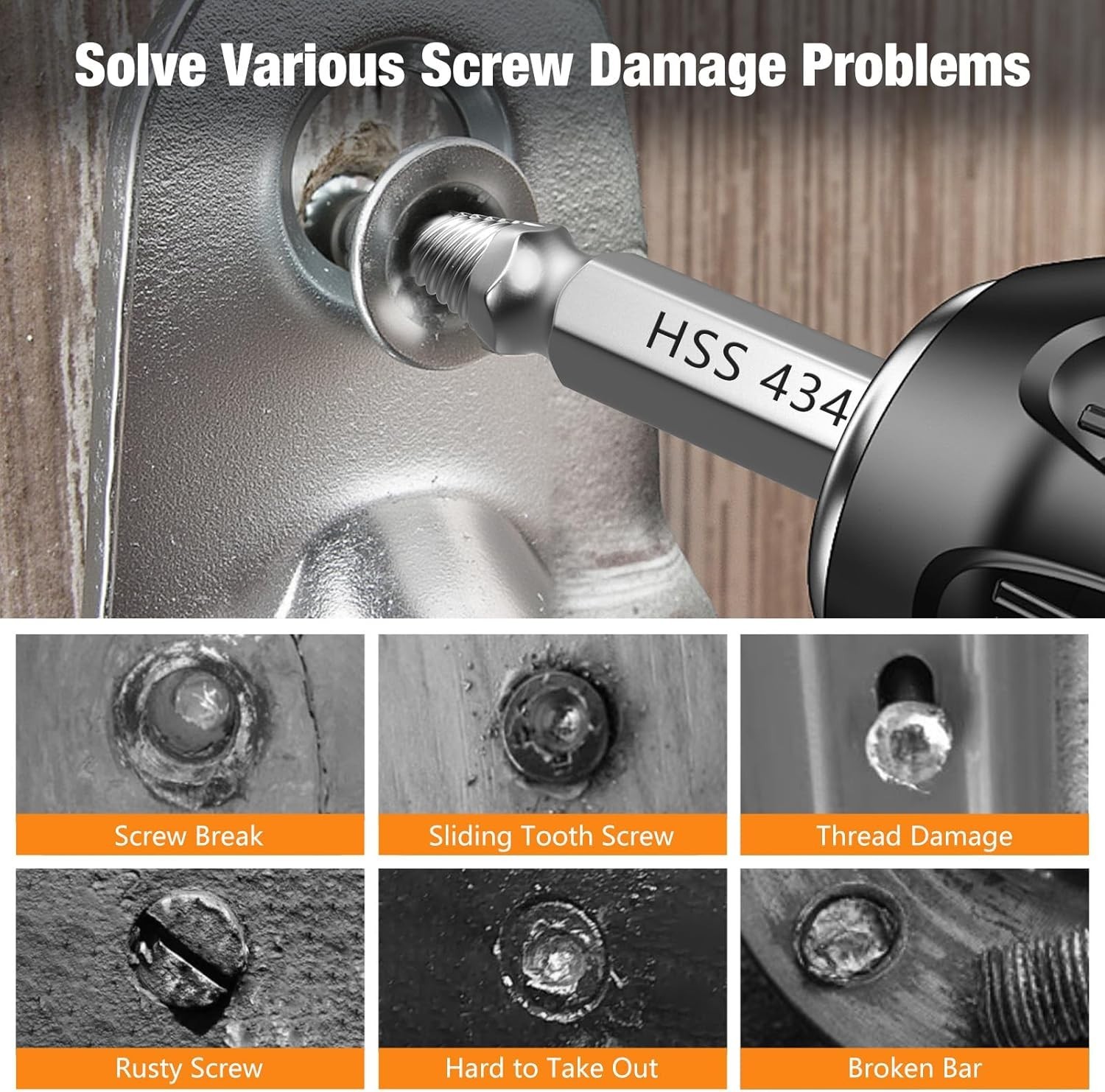 High-Speed Steel Screw Extractor Kit – 6 PCS for Easy Removal of Stripped Bolts