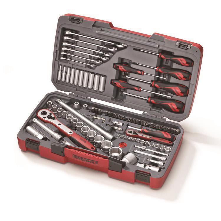 Teng Tools 95 Piece 1/4″ & 1/2″ Socket, Ratchet, Spanner, Screwdriver Set TM095