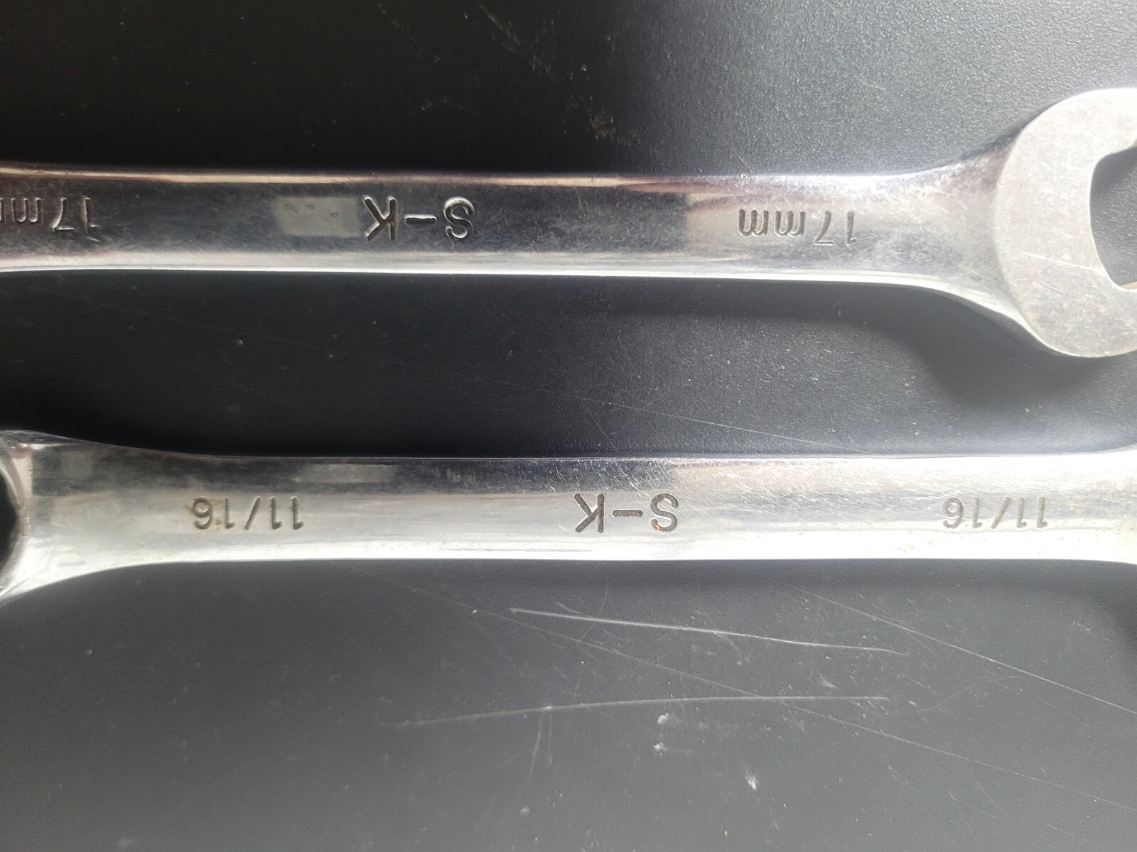 2 Vintage S-K Tools 11/16 & 17mm Combination Wrench, 88222 & 88317