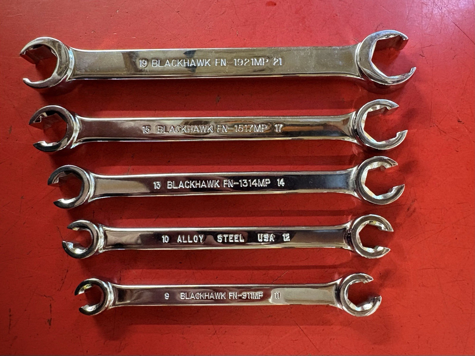 Blackhawk 5 Piece Metric Flare Nut Wrench Set Full Polish 10mm to 21mm