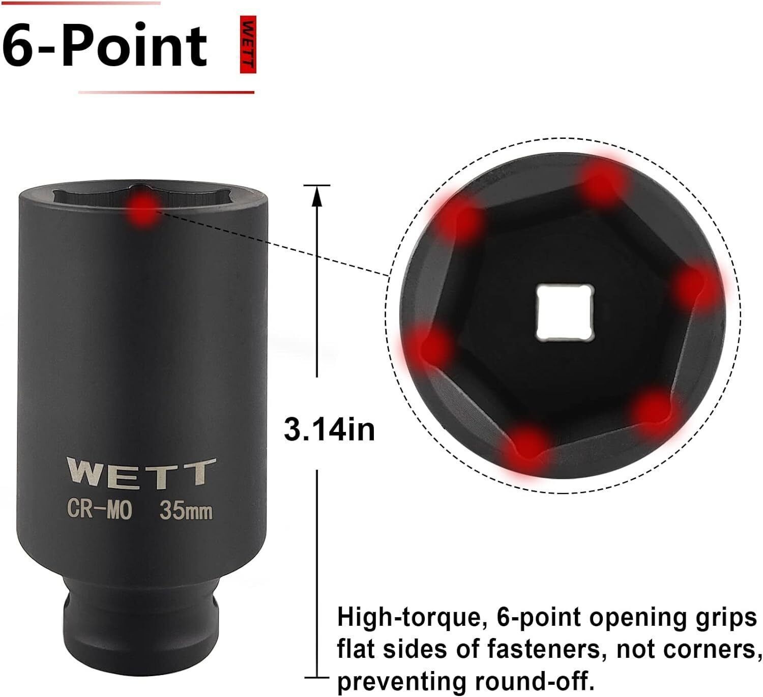 9-Pcs 1/2″Drive Deep 6-Point Impact Socket Set/Spindle Axle Nut Metric 29mm-38mm