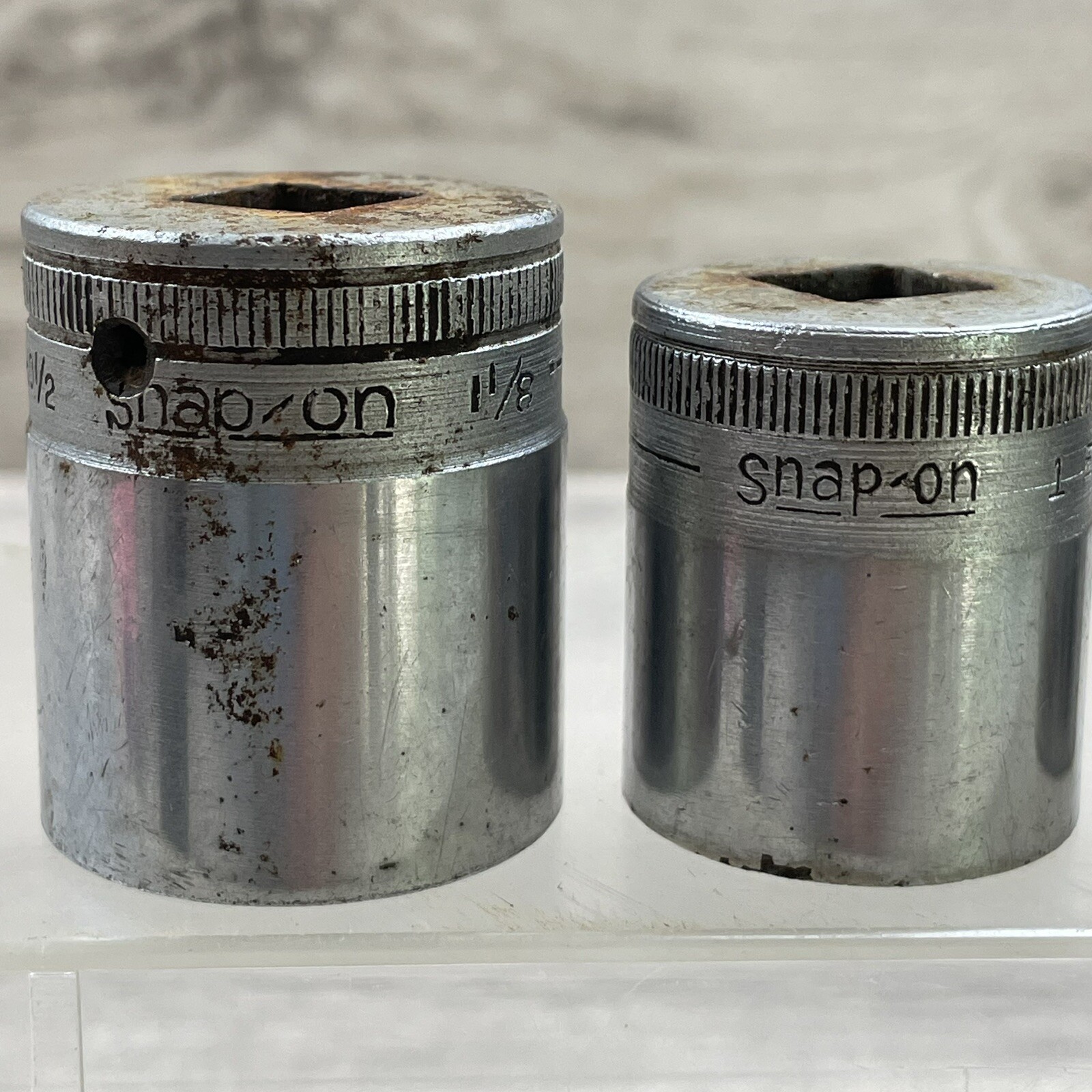 Snap On USA Socket Set 1/2” Drive 12 Point 1 3/16 + 1 1/8 + 1 + 19/32 + 11/16 +