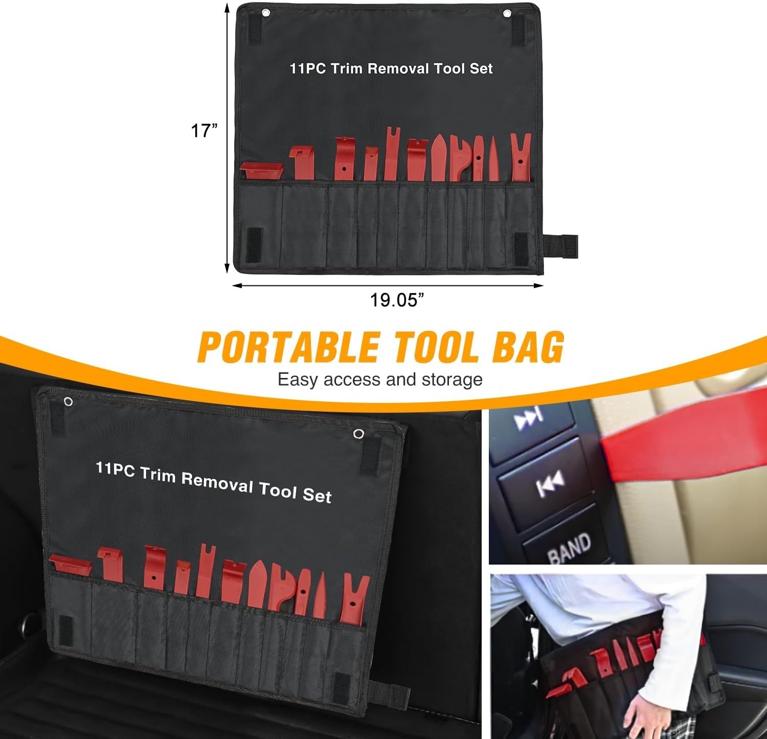 Ergonomic 11PCS Auto Trim Removal Tool Kit – Durable Nylon Fastener Tools