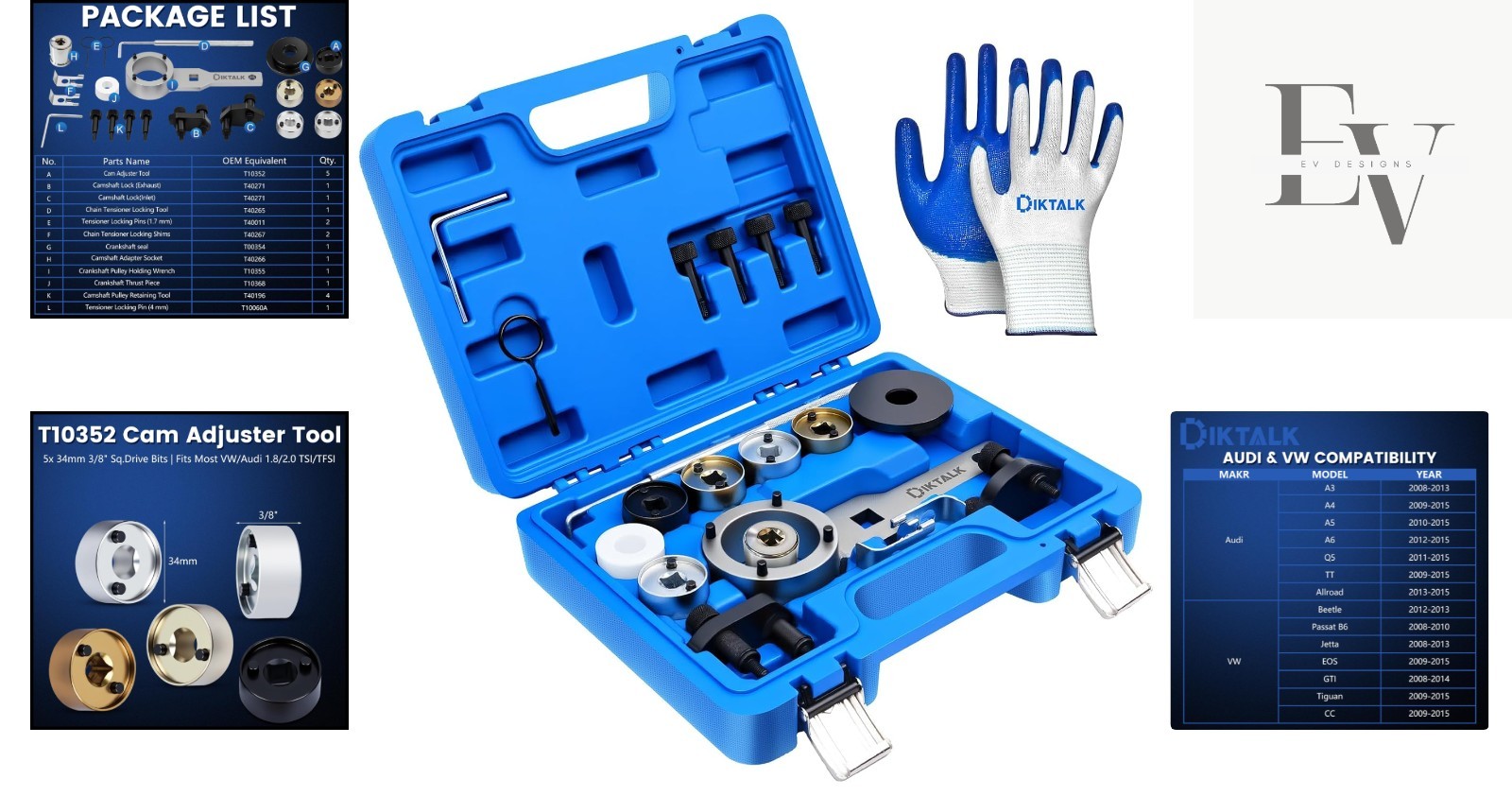 21-Piece Timing Tool Set for Audi/VW EA888 Engines 2006-2018, Quality