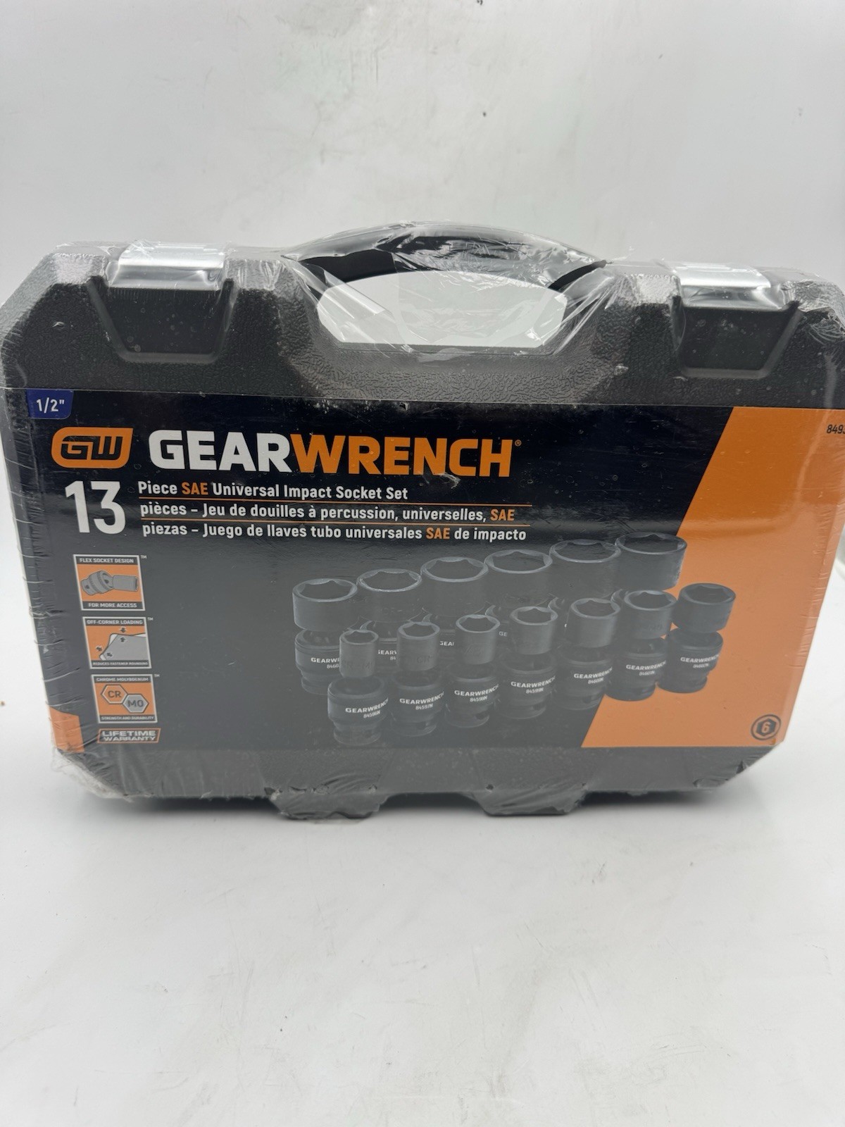 GearWrench 84938N 13 Pc. 1/2″ Drive 6 Pt Std Universal Impact Socket Set SAE New