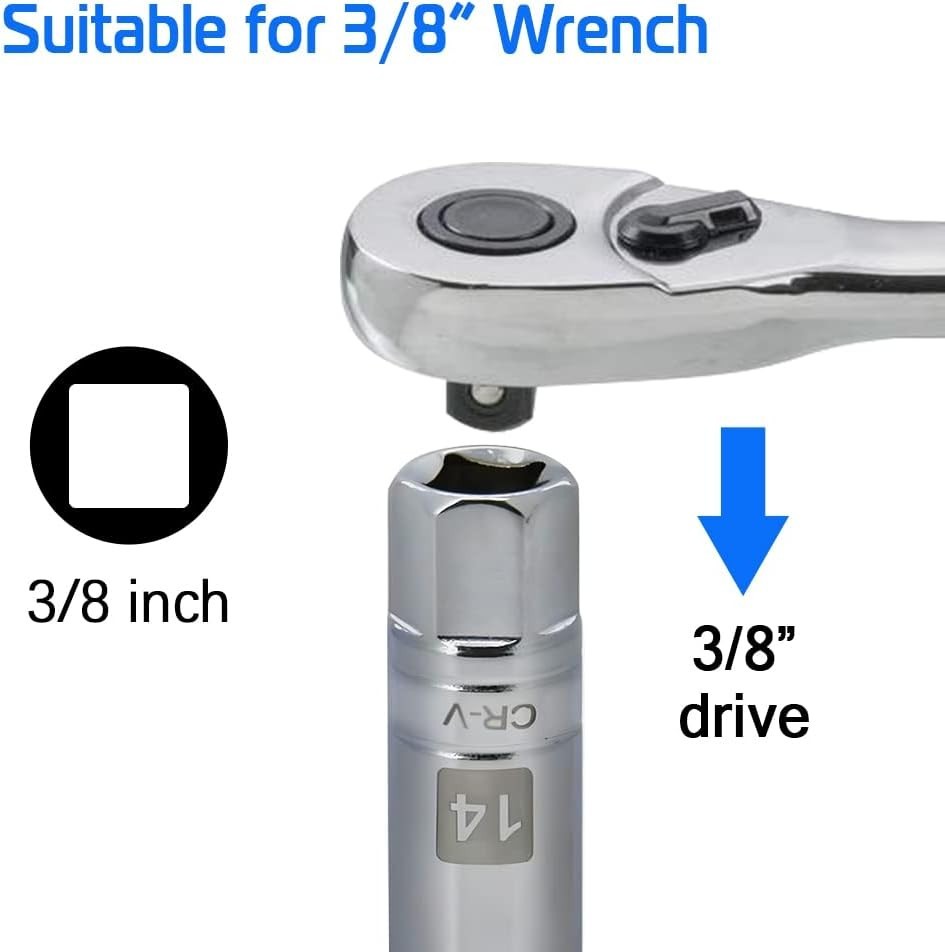 14mm Thin Wall Magnetic Spark Plug Socket 3/8 Inch Drive 12-Point Spark Plug …
