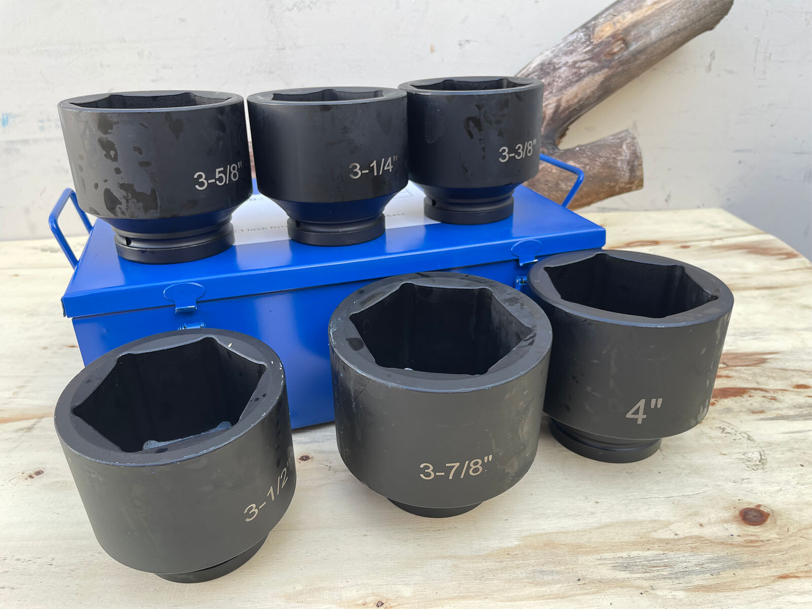 6PCS 1″ Dr. 6pt. SAE Jumbo Deep Shallow Impact Socket Set 3-1/4″ – 4″ Sockets