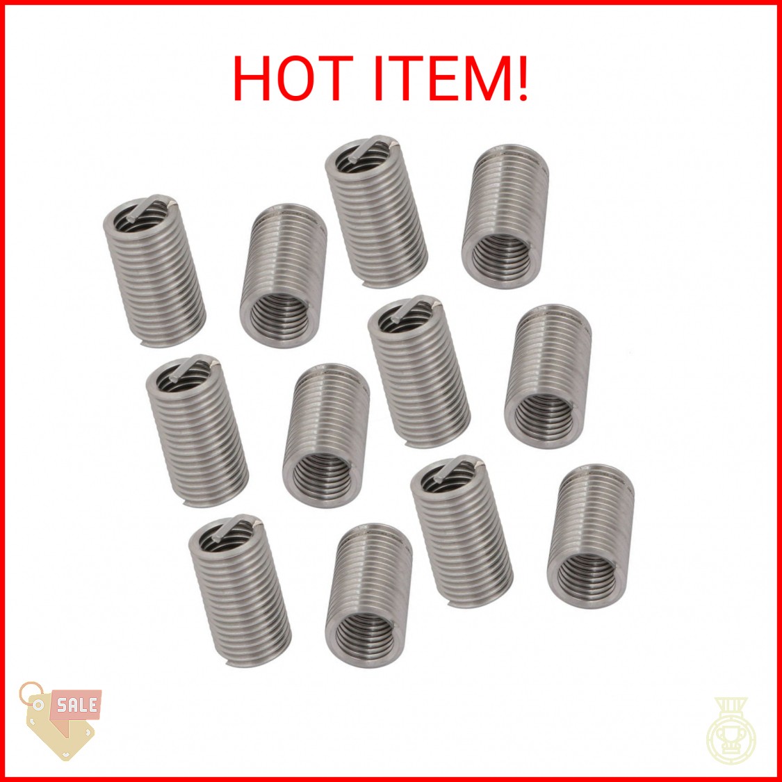 uxcell M8x1.25mmx24mm 304 Stainless Steel Helical Coil Wire Thread Insert 12pcs
