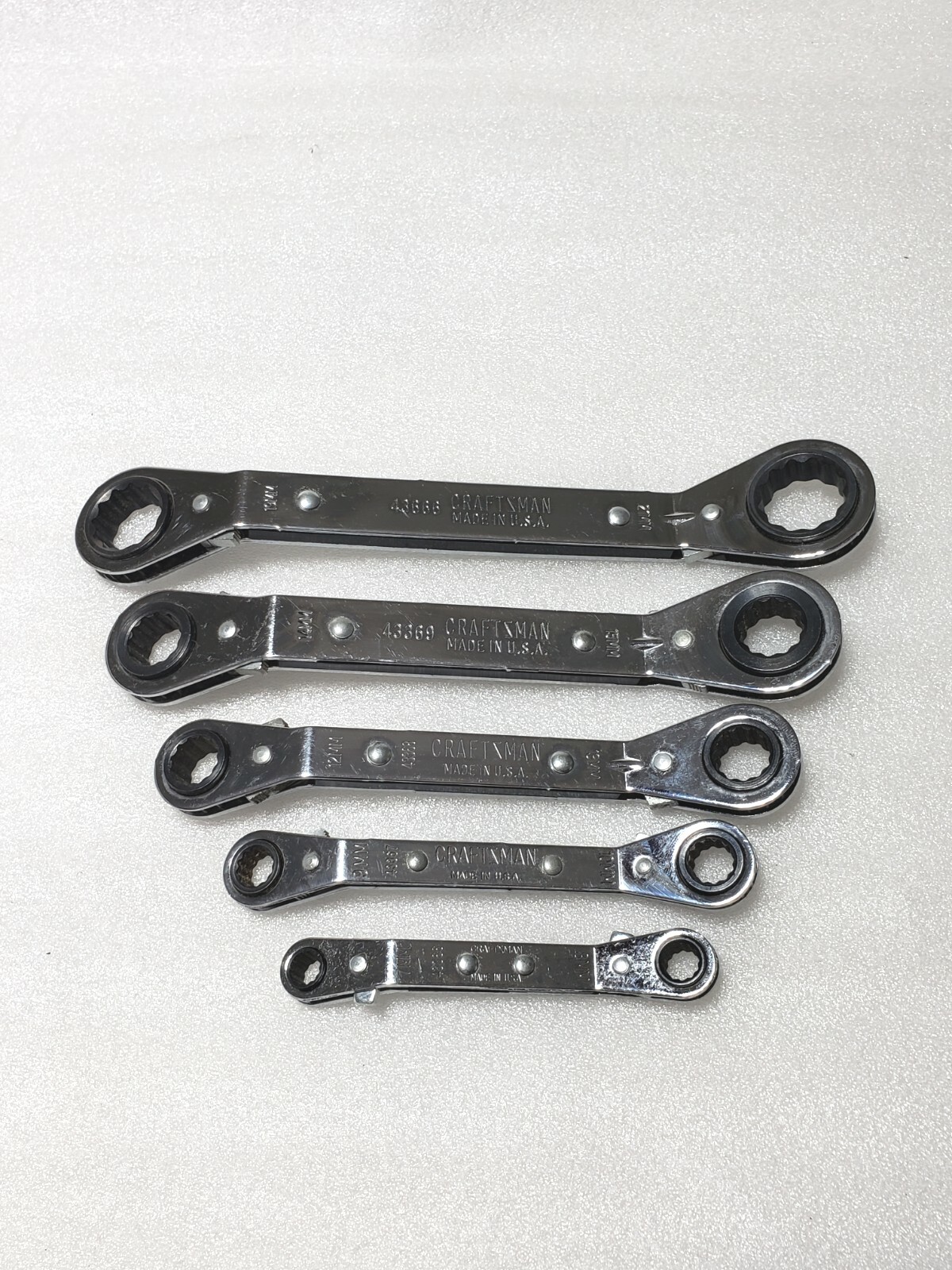 5 Pcs.- Craftsman Metric 12 Pt. Offset Box End Ratcheting Wrench Set 7mm. – 21mm