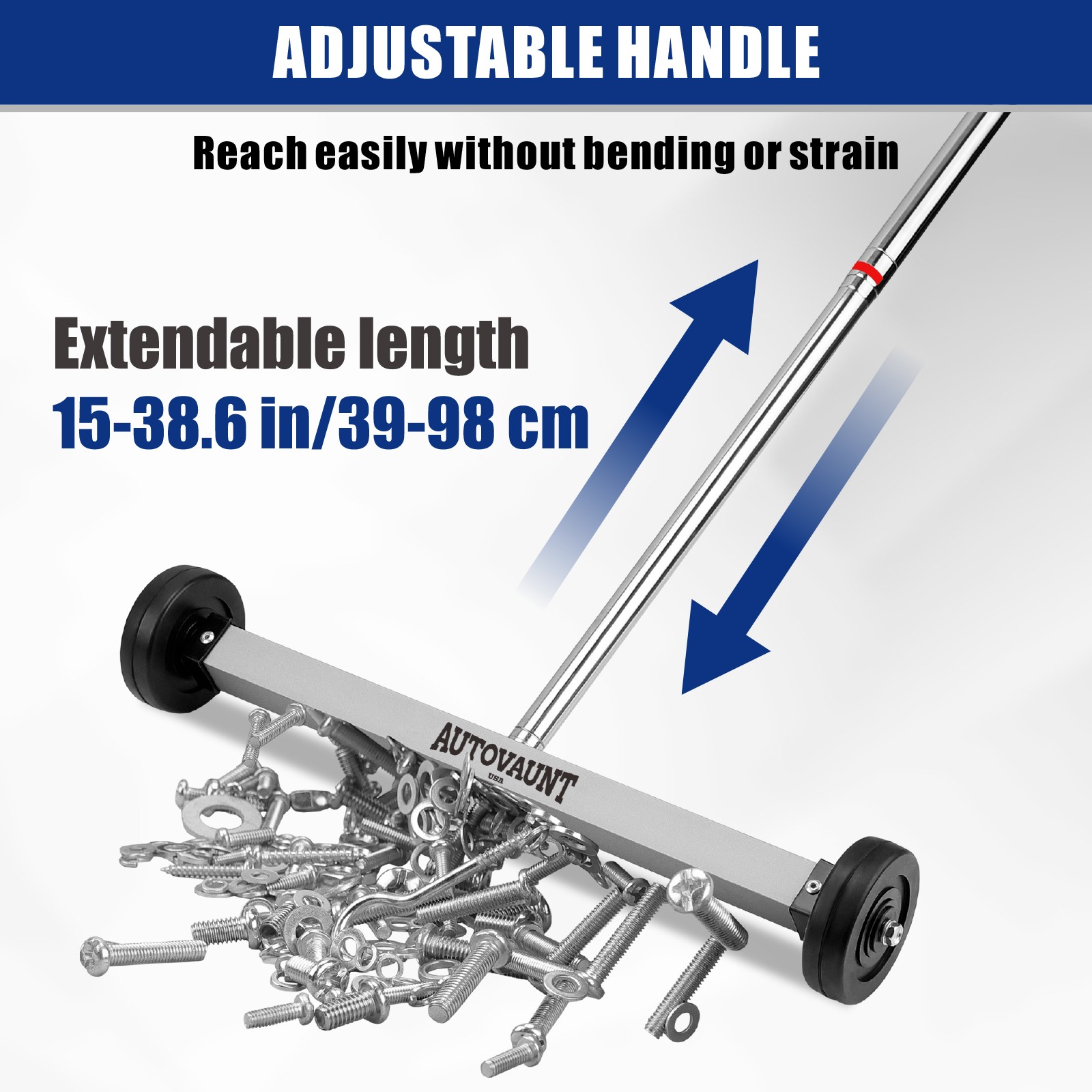 HORUSDY 17 Inch Rolling Magnetic Sweeper with Wheels 38″ Telescoping Pickup Tool
