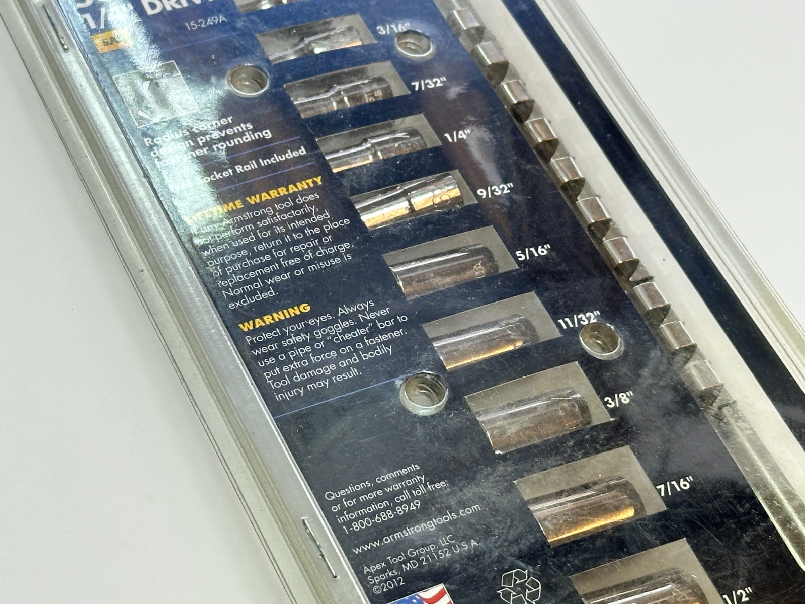 NEW Armstrong Tools USA 15-249A 10pc SAE Chrome Shallow Socket Set – 1/4” Drive