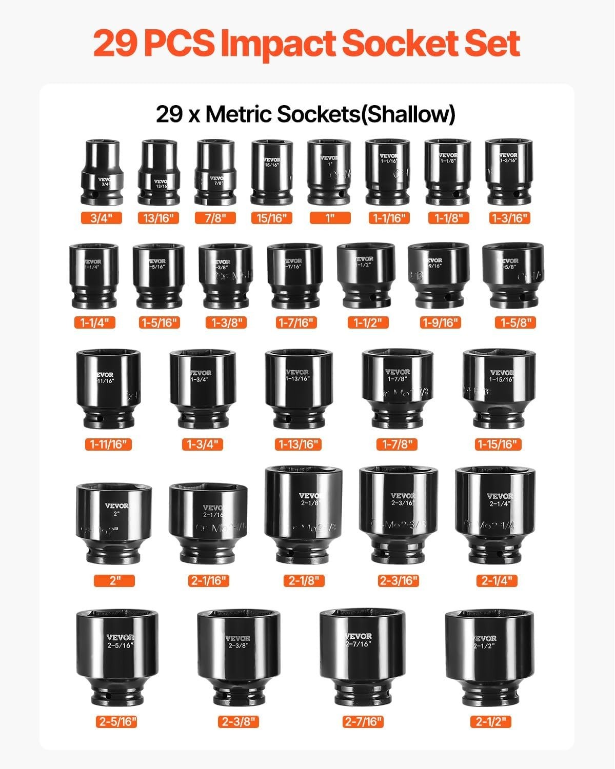 Chrome Molybdenum 29-Piece Impact Socket Set – Superior Performance & Durability