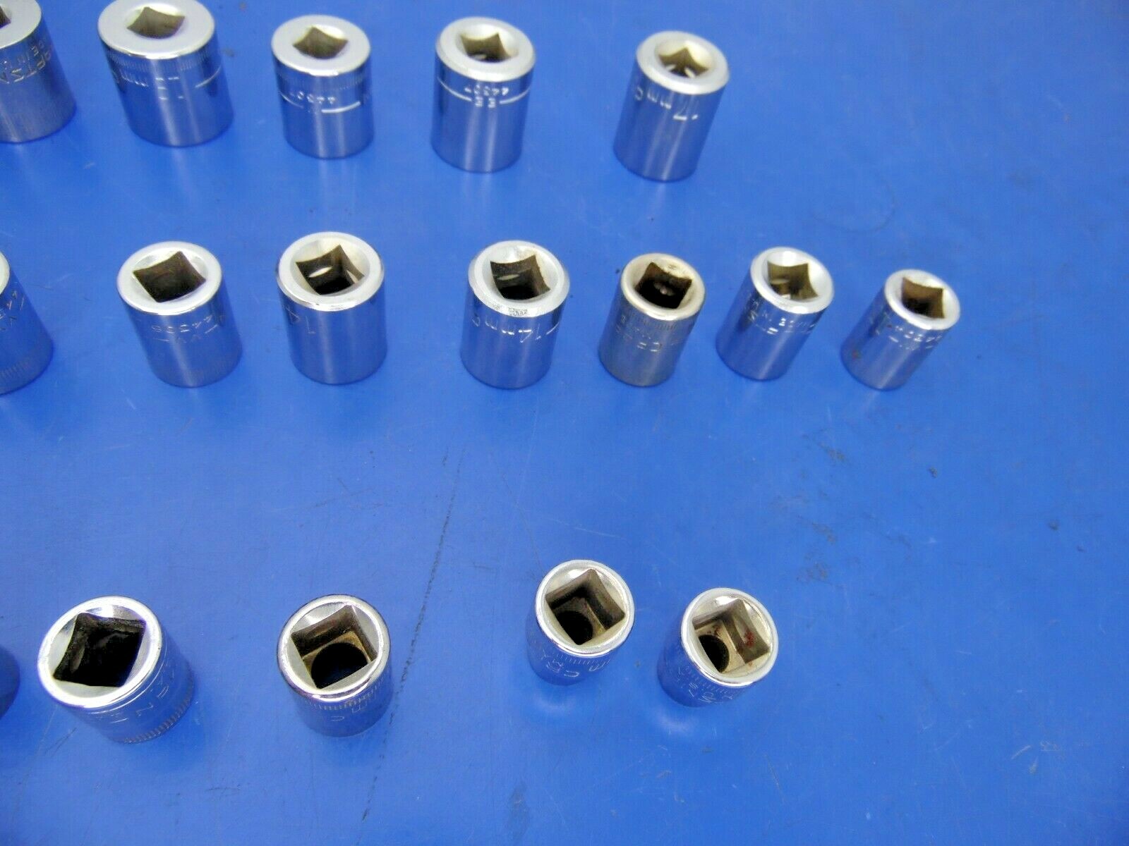 Craftsman 3/8″ Drive Metric Shallow Sockets,Lot of 21,USED,See Below for Sizes