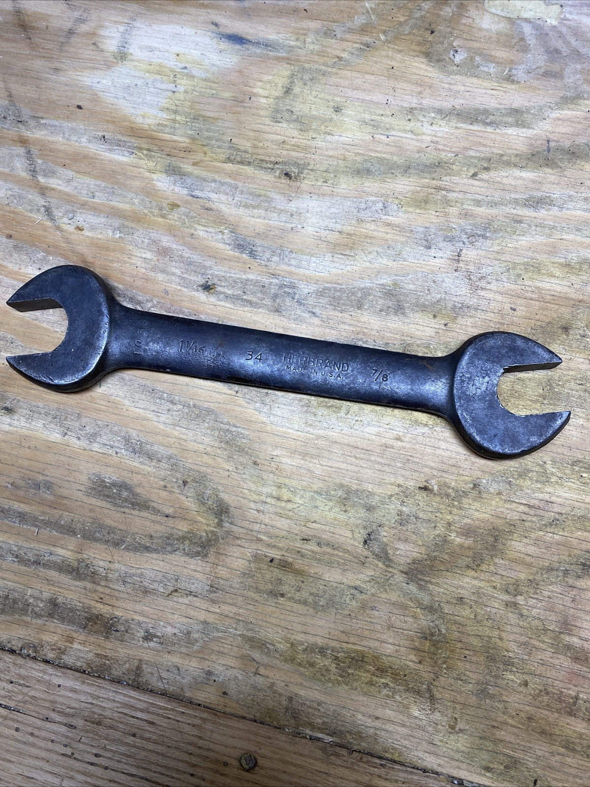 Vtg Herbrand 34 Open End Wrench USA 1-1/16 x 7/8