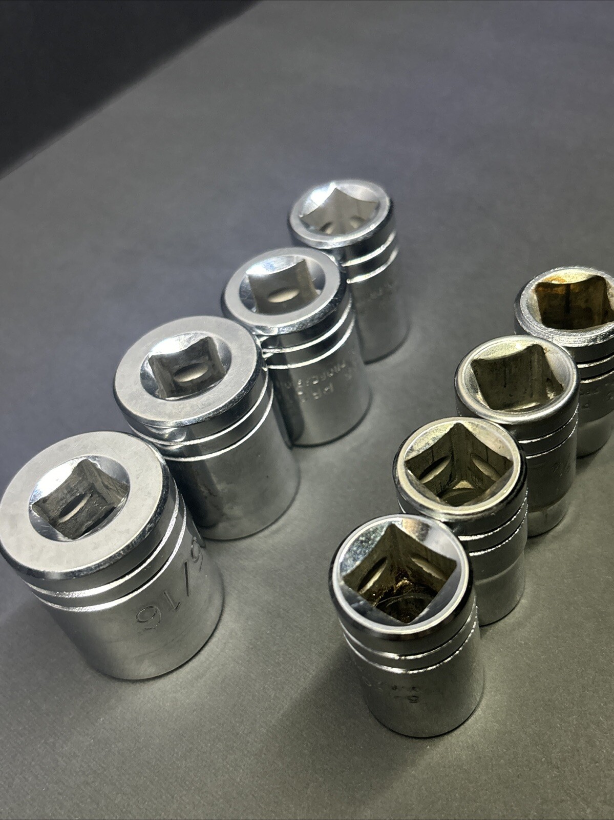8 Proto 1/2″ Drive 7/8, 15/16, 13/16, 11/16, 9/16 SAE Sockets Chrome 12 Pt USA