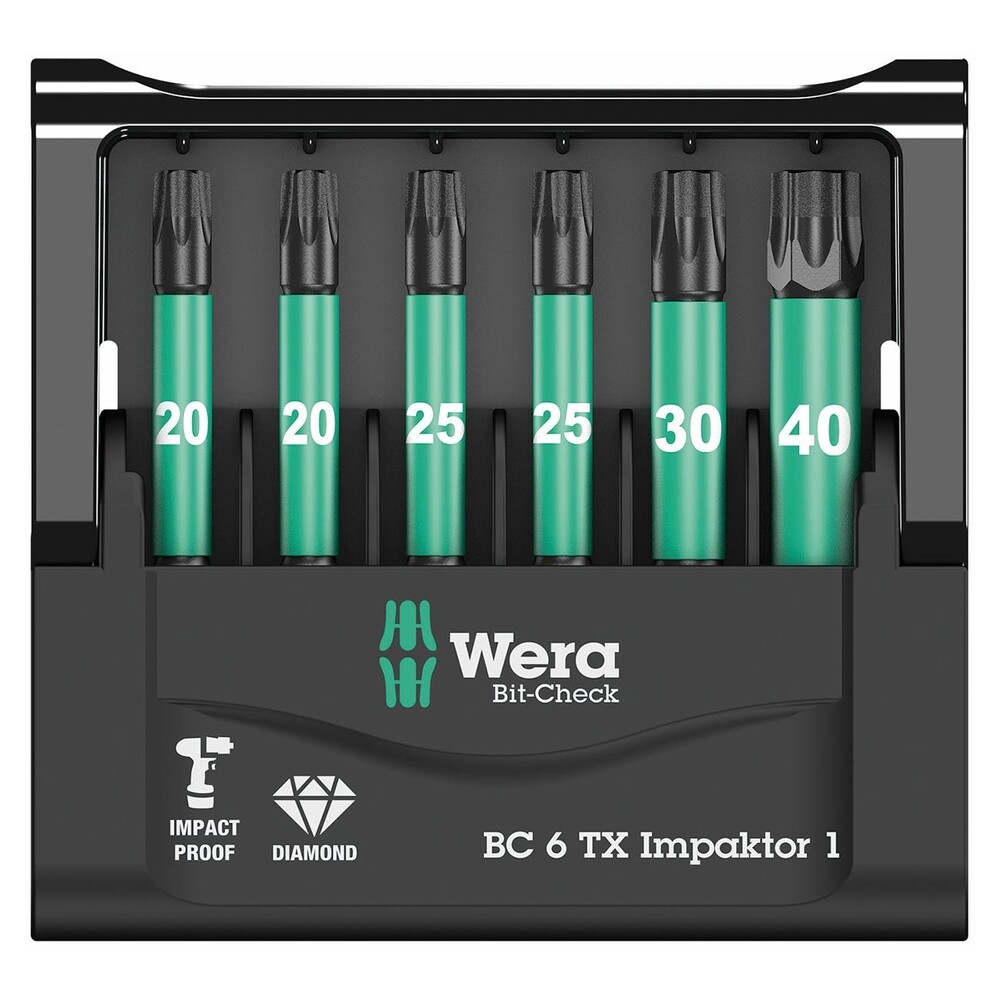 Wera 05 0576930 01 1/4Â€³ Drive Torx Impact Bit Set And Carrying Case 6 Piece