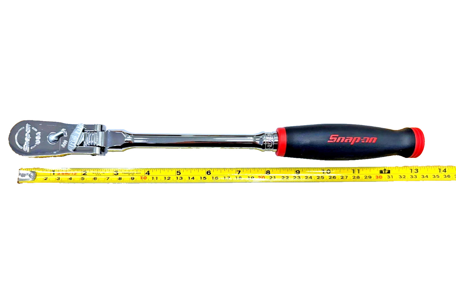 Snap-on Tools LOCKING 3/8″ Drive RED Soft Grip Long Flex Ratchet FHLX80B USA NEW