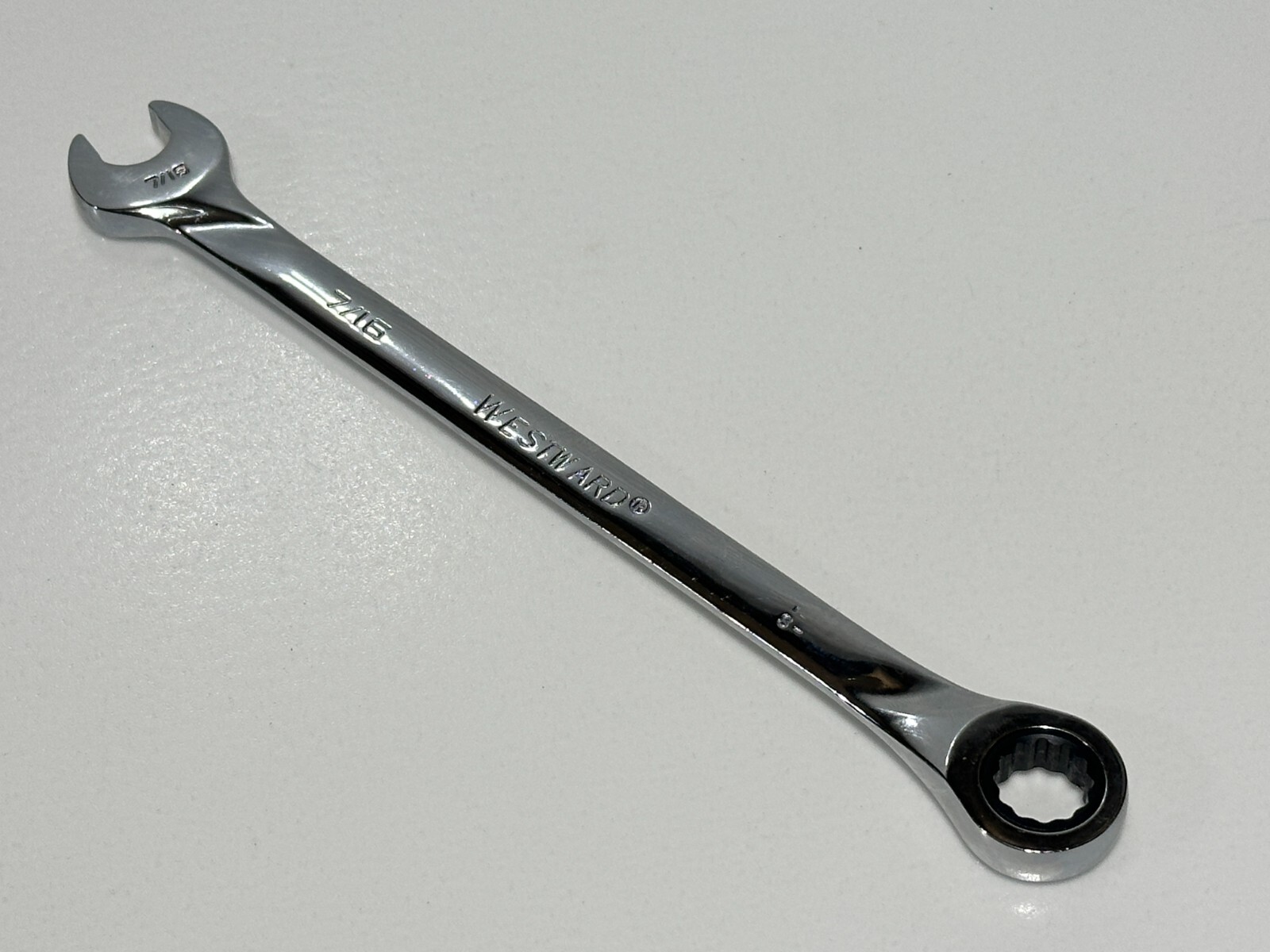 Westward 54PN78 SAE 7/16″ Ratcheting Full Polish Chrome Combination Wrench
