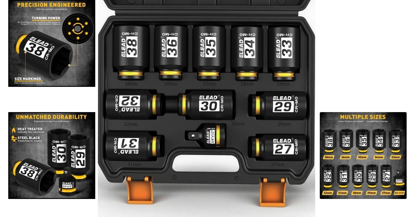 11-Piece Metric Deep Impact Socket Set – Perfect for Axle and Bearing Repairs