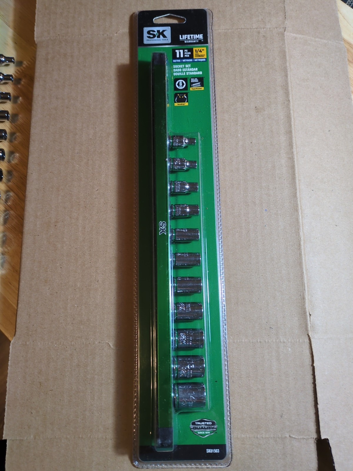 SK Professional Tools 1/4″ Drive Metric Socket Set Standard 6-point New Lifetime