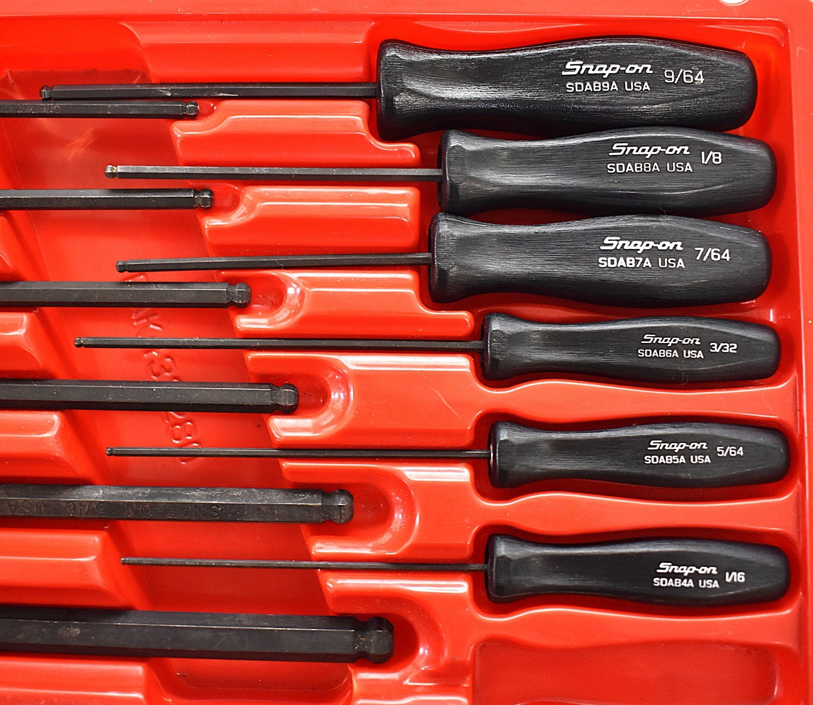 Snap-On 12pc SAE Standard Ball End Hex Driver Allen Wrench Set SDAB FREE SHIPPIN