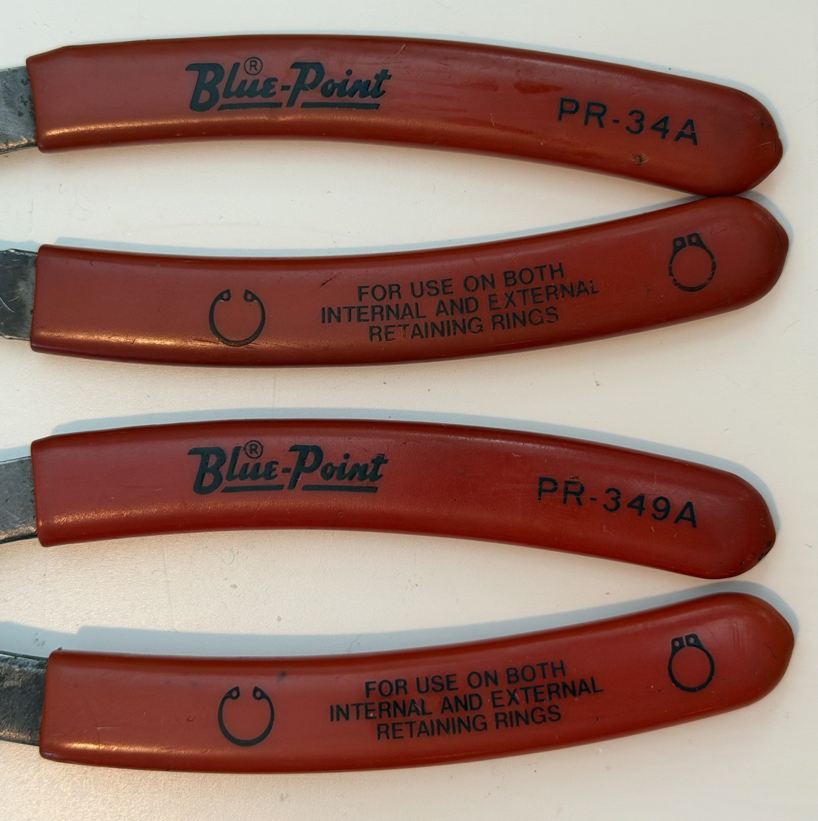 Blue Point Snap Ring Pliers Set of 4 PR 12A, PR 34A, PR 129A, PR 349A CLEAN