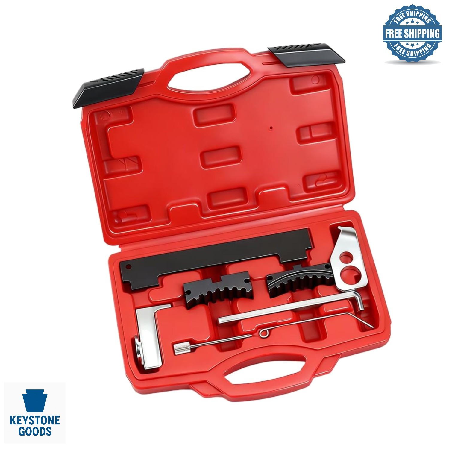 Automotive Camshaft Locking & Timing Belt Set — Compatible with 16V Engines, Red