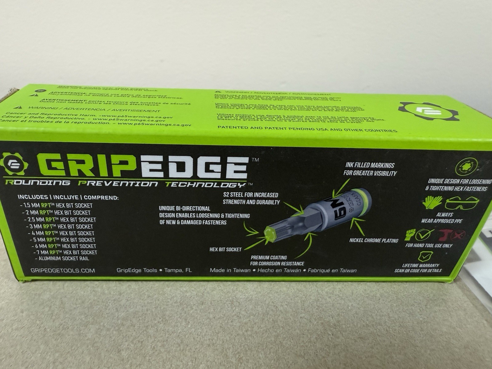 Gripedge GEASR4-BK 8pc 1/4″ missing 3mm 1.5mm-7mm Metric Hex Drive Set
