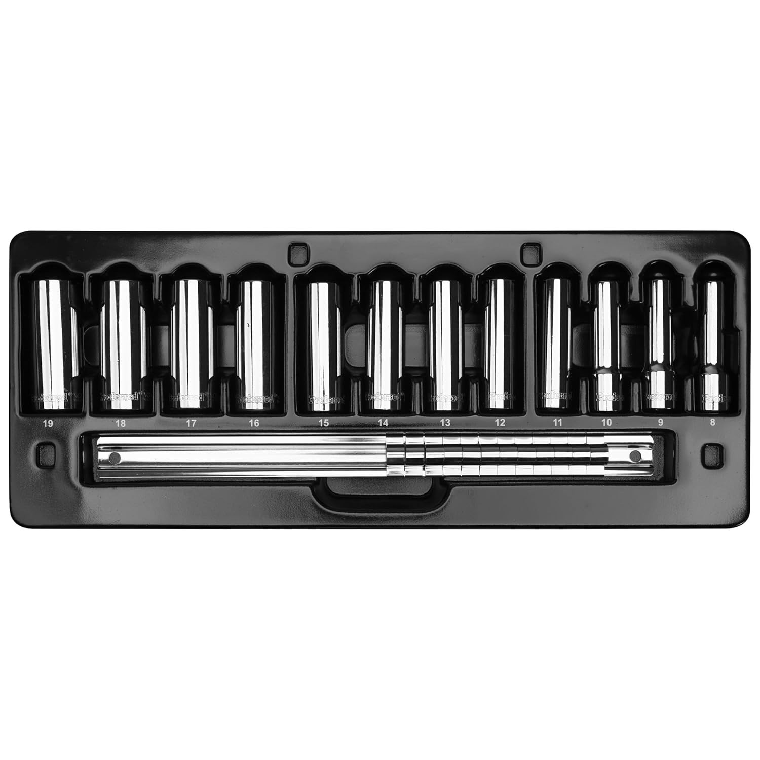 3/8 Inch Drive Metric Socket Set 12 Pieces Deep Chrome Steel Tool Kit