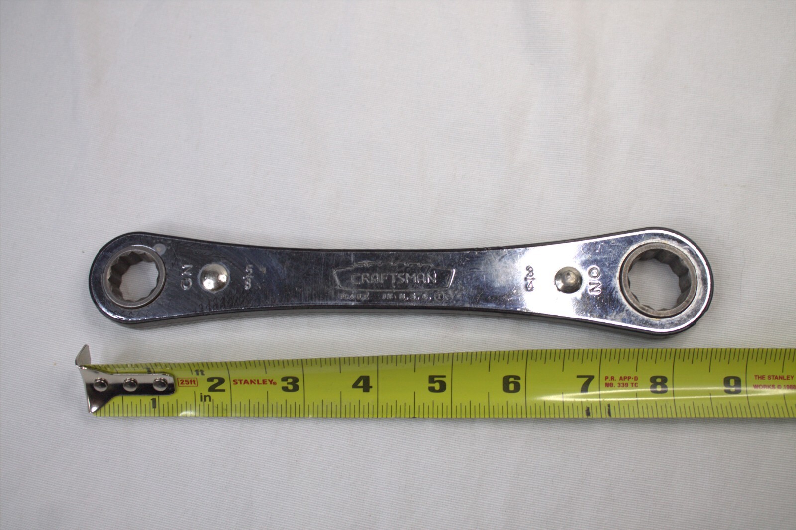 Craftsman 5/8» x 3/4» Ratcheting Double Box End Wrench USA Crown Logo